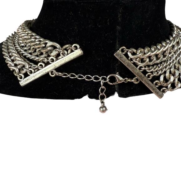 Goth Punk Choker Chain Necklace Multi link Stainless Silver Fetish Grunge Edgy - Picture 2 of 5